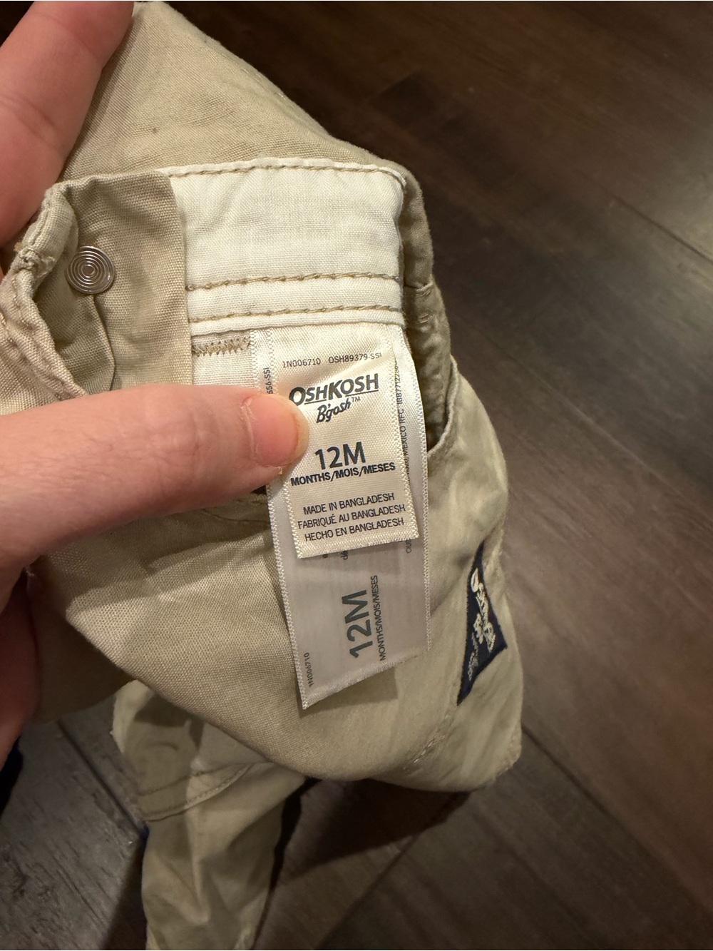 OshKosh Bgosh Overalls Bundle 12M Khaki Denim Stripe Strap Set 2 - Picture 3 of 4